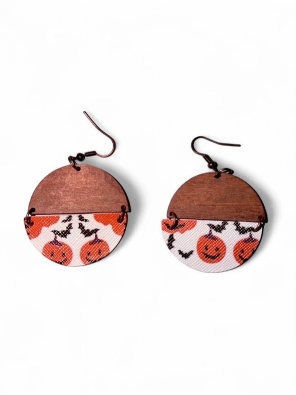 Pumpkin Bat Halloween Drop Earrings
